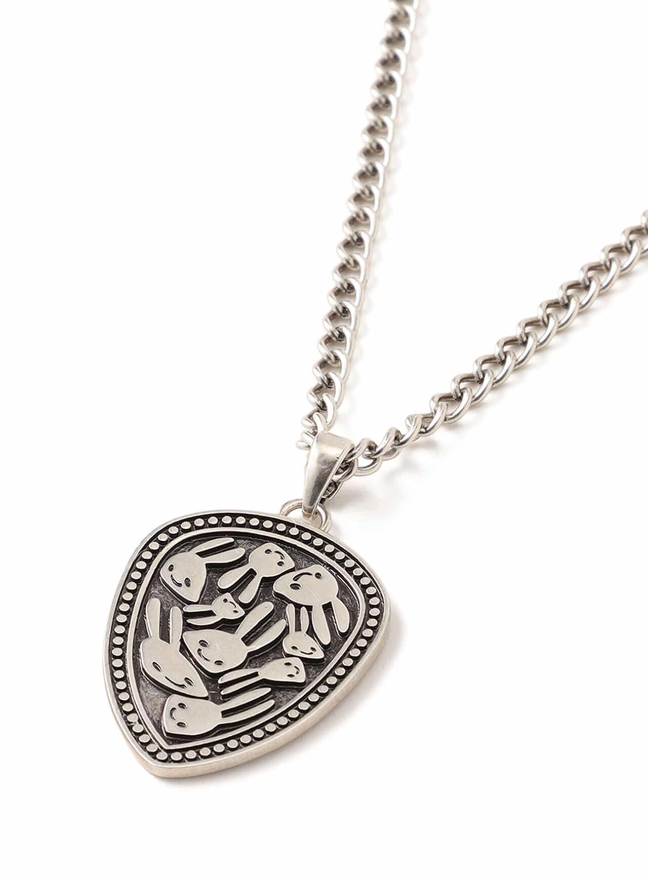 Wobbly Bunny Shield Necklace,SILVER, large image number 2