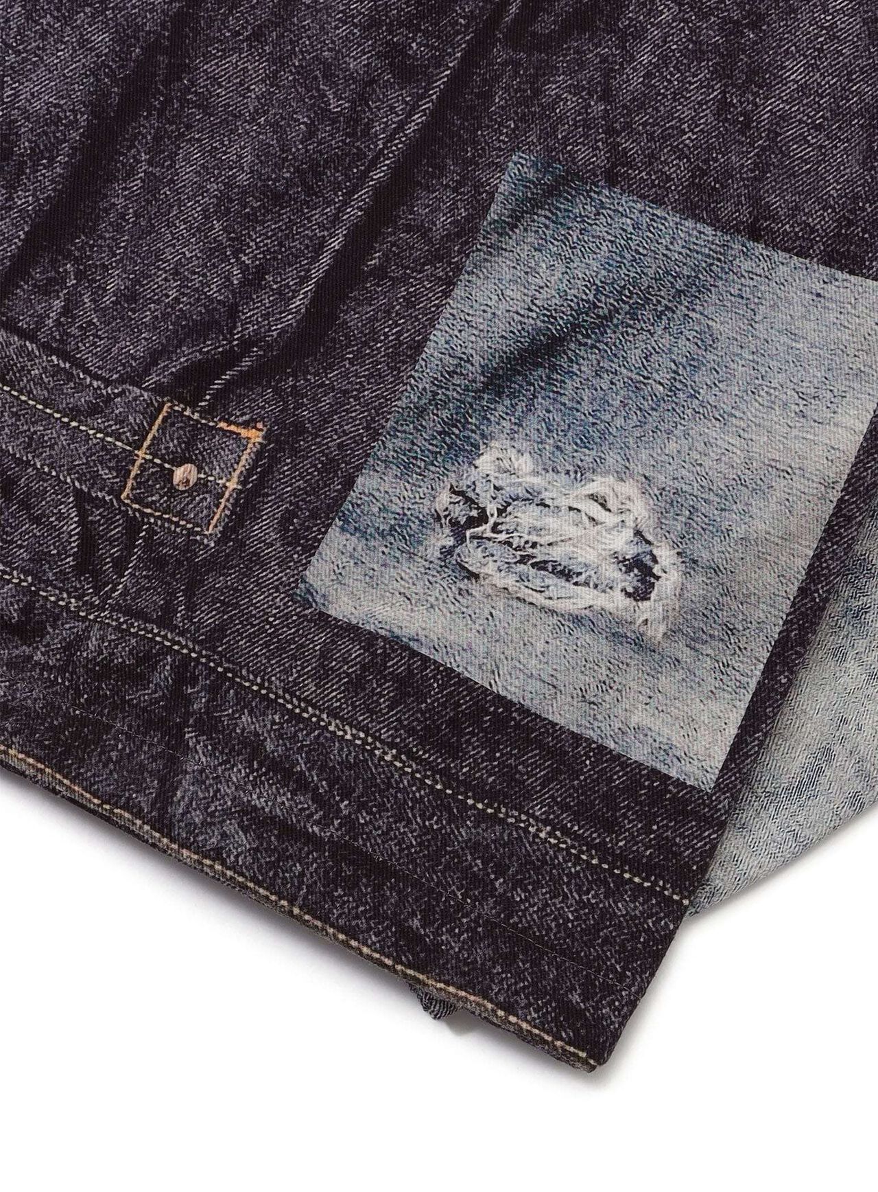 Mosaic Denim Print Twill Coach Jacket,, large image number 6