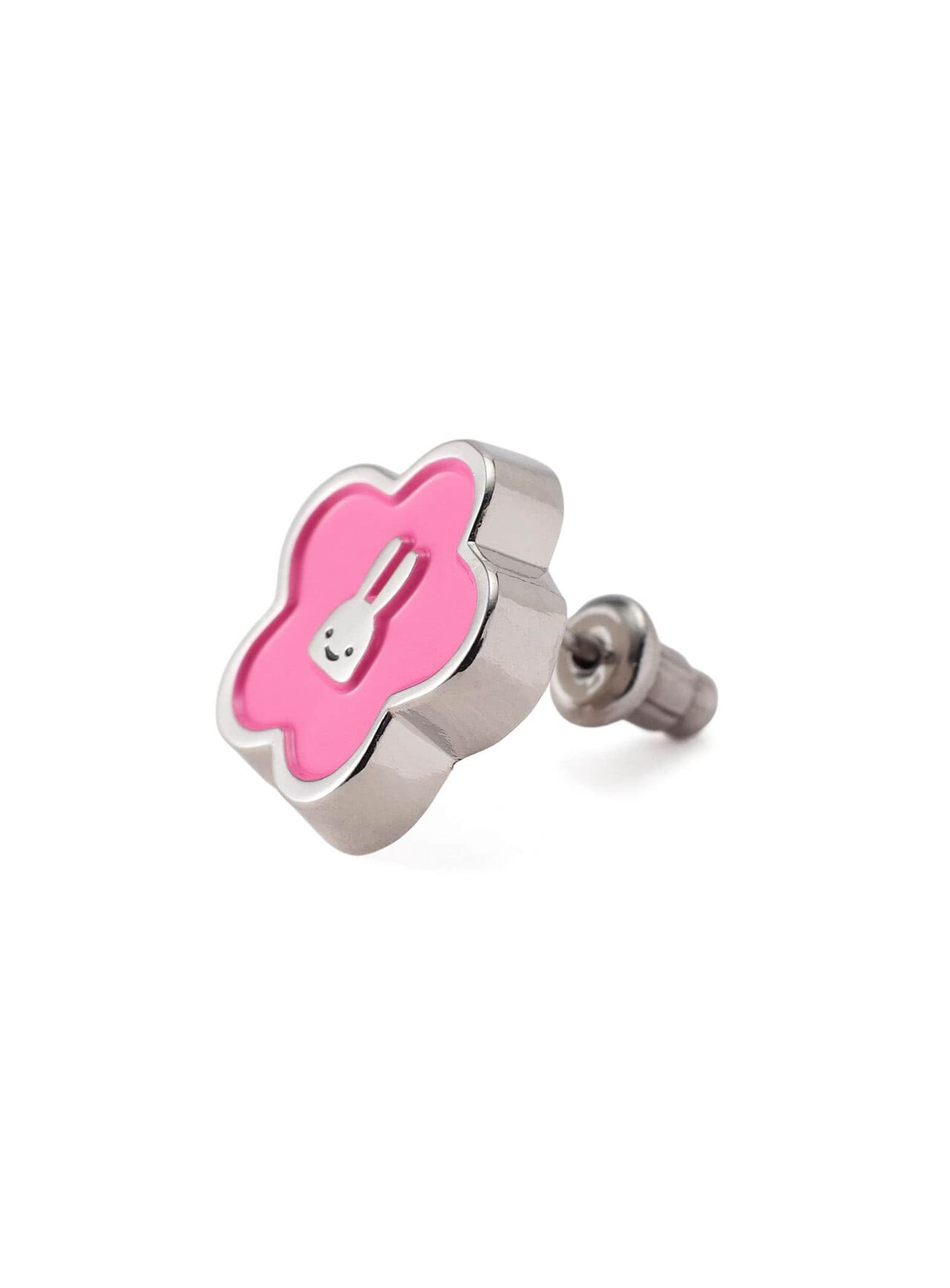 Flower and Rabbit Earrings (Set of 2),BLACK, large image number 4