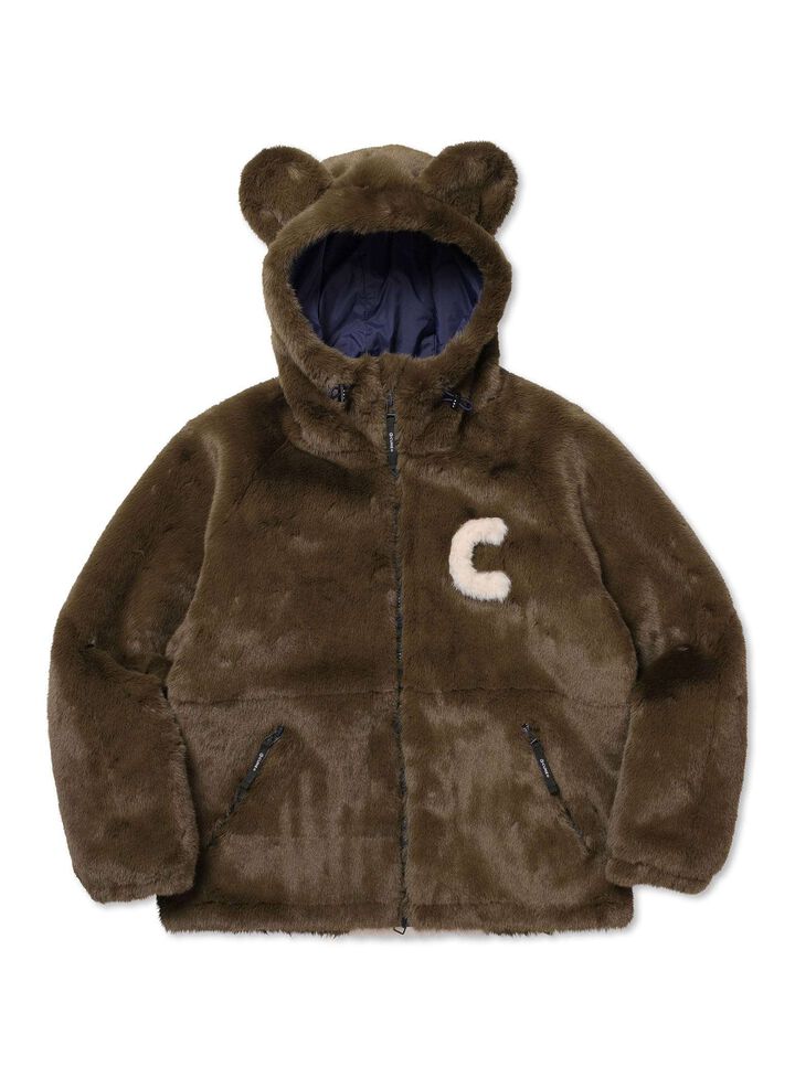 Ear-Detail Faux Fur Jacket,, medium