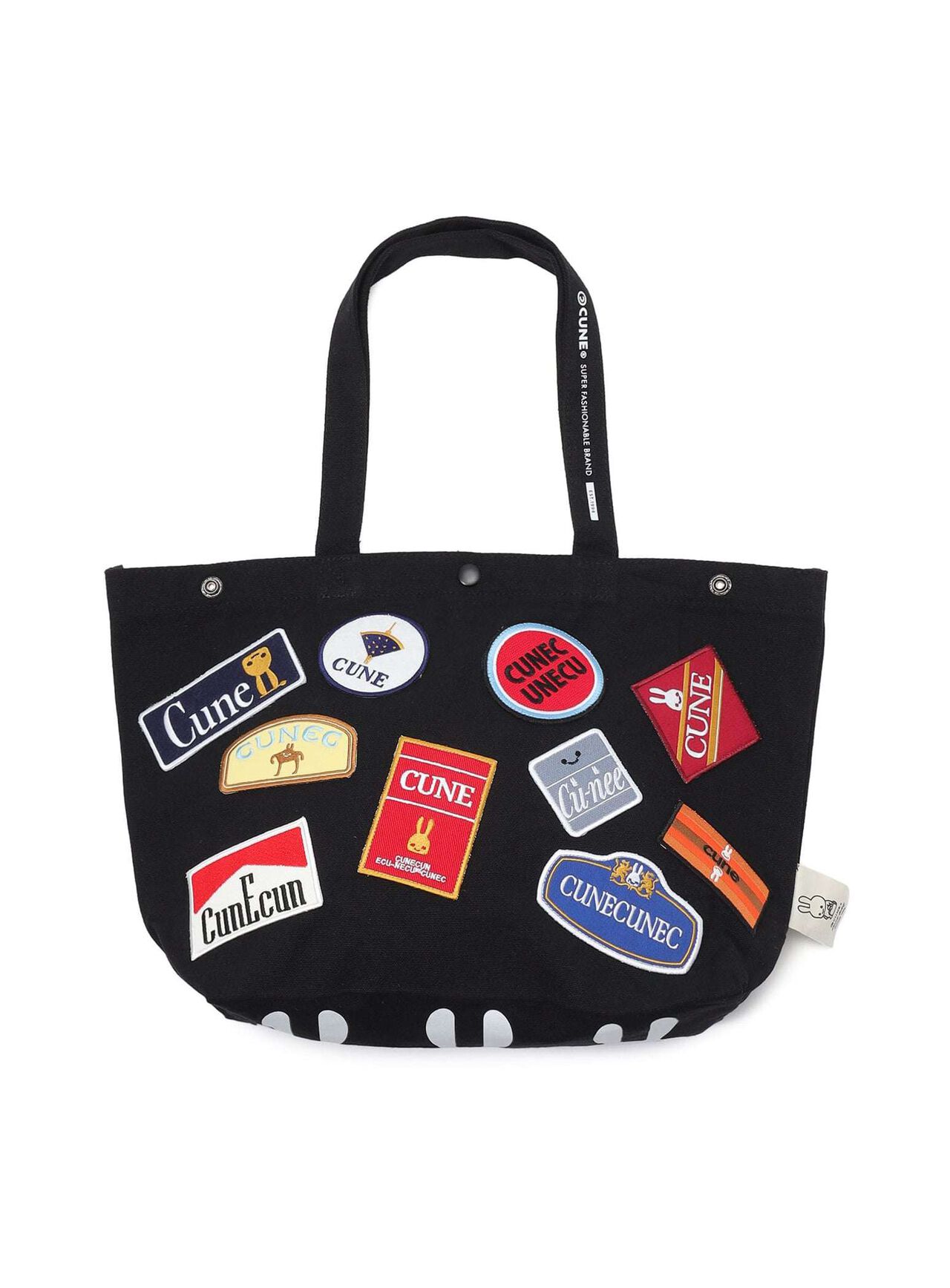 Basic Cotton Tote Bag with Cigarette Patch,BLACK, large image number 0