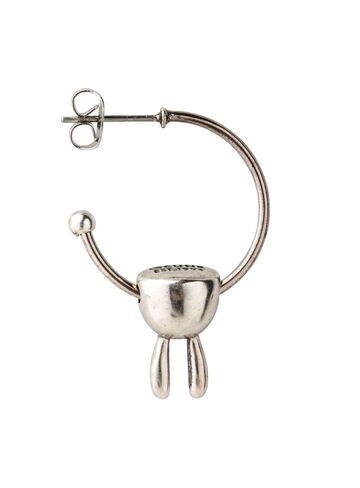 3D Upside-Down Bunny Earring 1P,SILVER, small image number 1