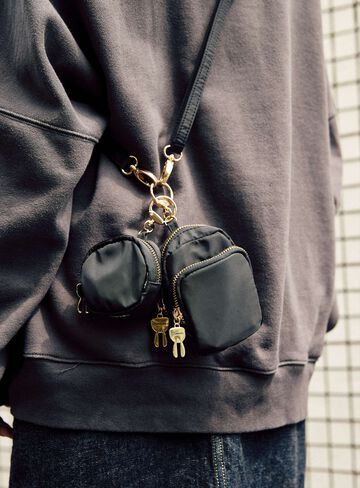 Cute-Inspired Shoulder Mini Pouch Set (2 Pieces),BLACK, small image number 7