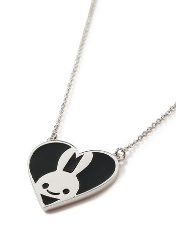 Heart Bunny Necklace,BLACK, small image number 2
