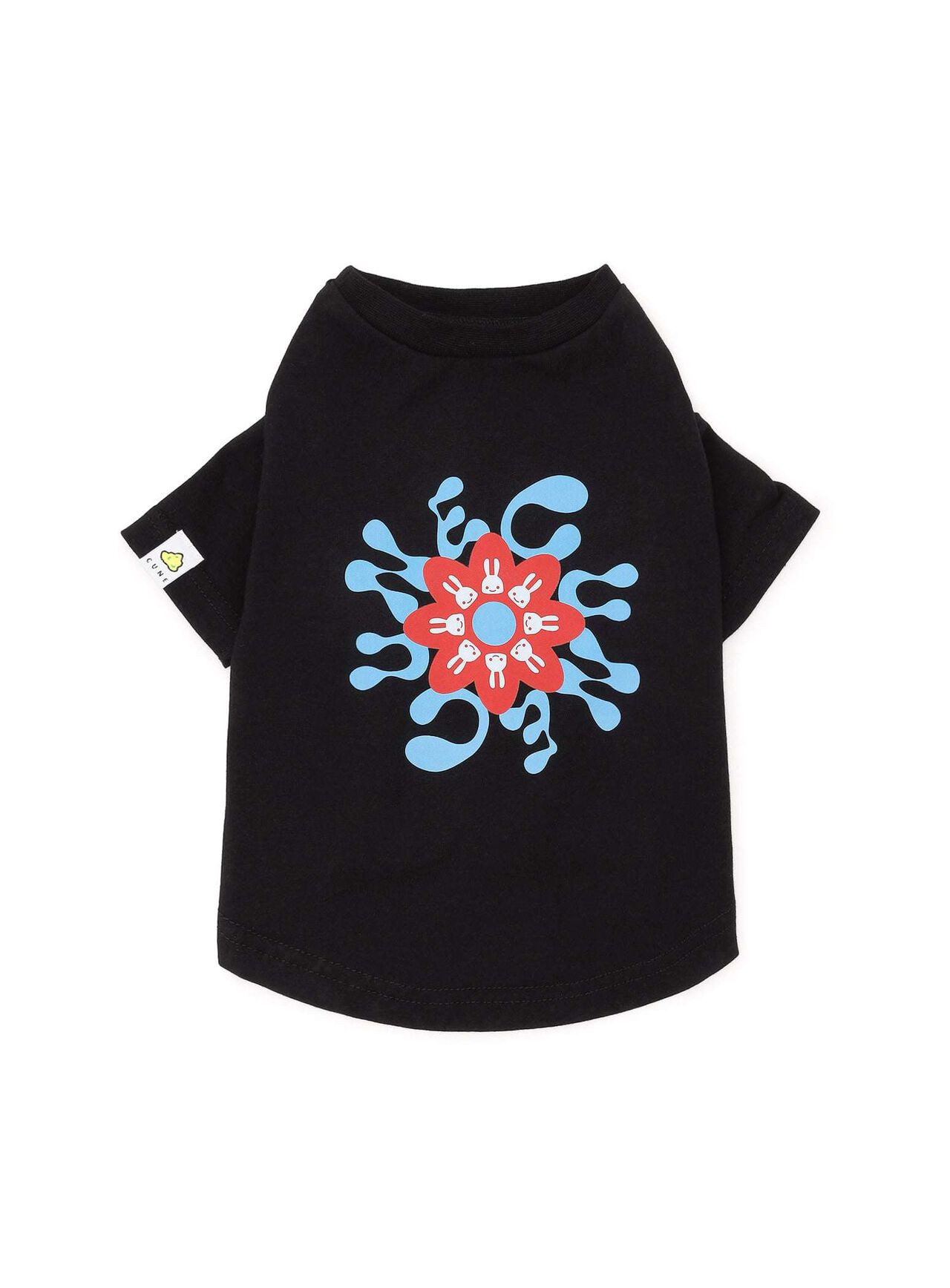 Dog and Human S/S Tee - Flower Design,BLACK, large image number 0