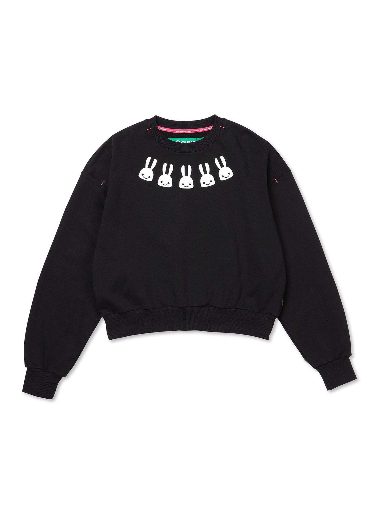 Wide Crew Neck Sweatshirt,BLACK, large image number 0