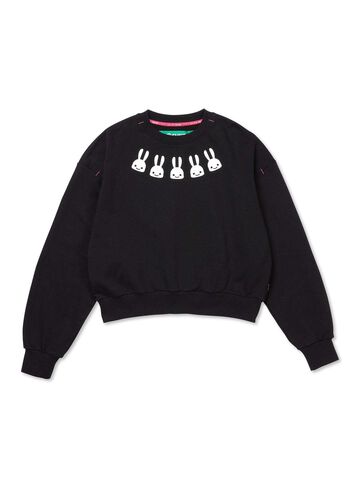 Wide Crew Neck Sweatshirt,BLACK, small image number 0
