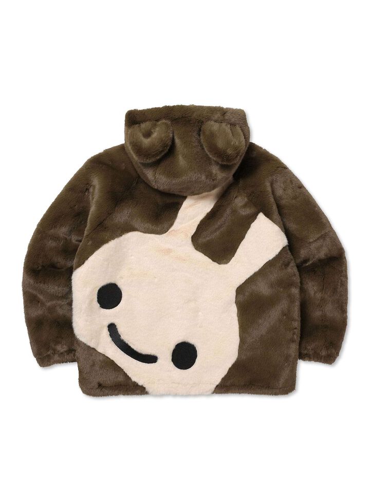 Ear-Detail Faux Fur Jacket,, medium