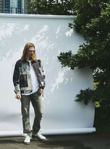 Mosaic Denim Print Twill Coach Jacket,, small image number 7