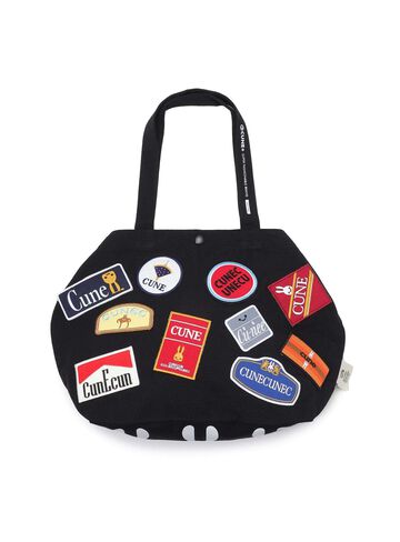 Basic Cotton Tote Bag with Cigarette Patch,BLACK, small image number 2