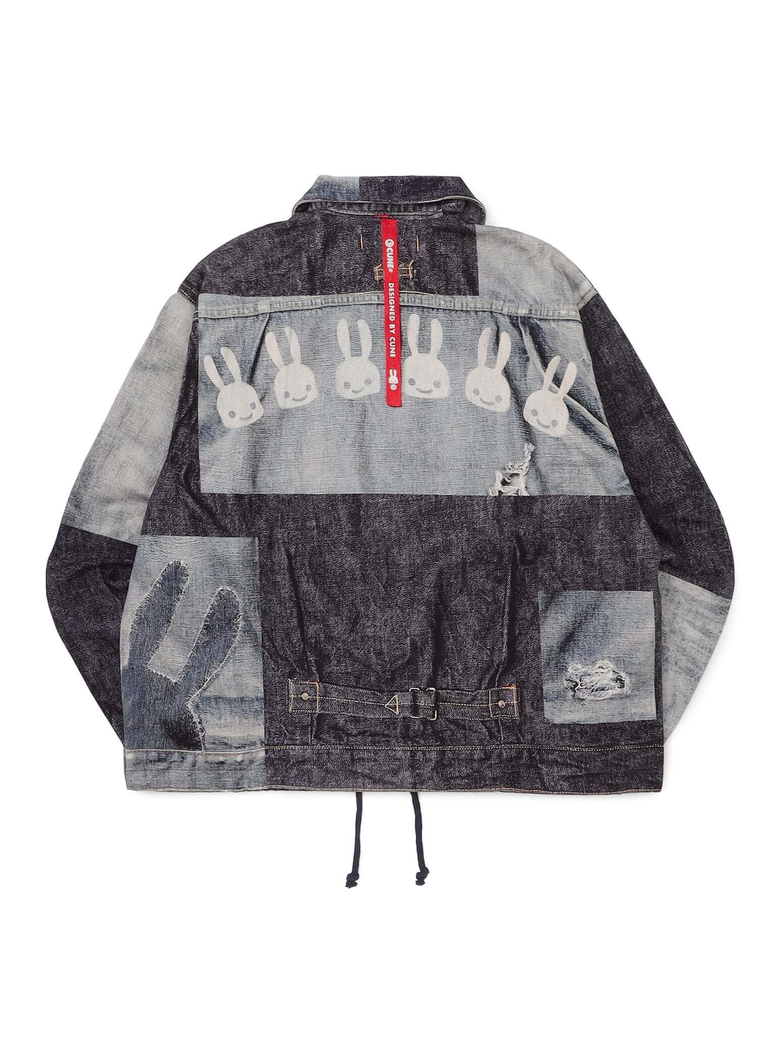 Mosaic Denim Print Twill Coach Jacket