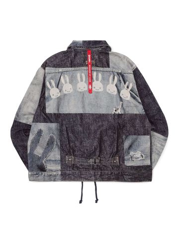 Mosaic Denim Print Twill Coach Jacket,, small image number 0