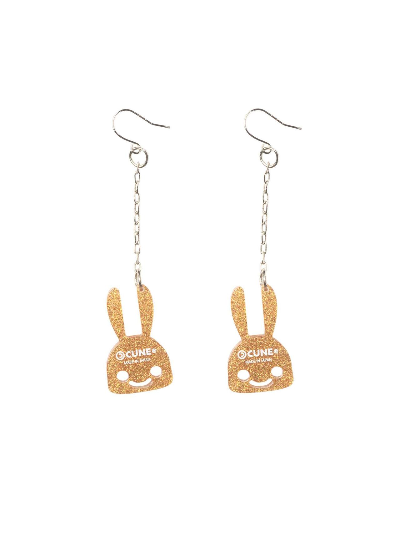 Clear Bunny Earrings 2P,GOLD, large image number 1