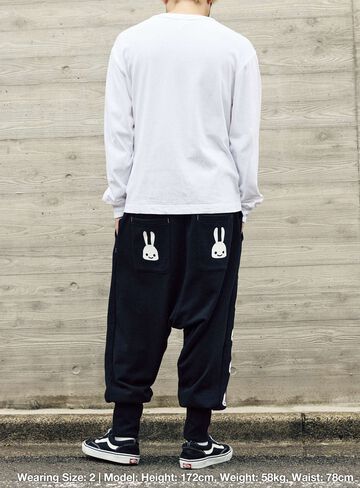 Layered Pocket Sarouel Pants,BLACK, small image number 6