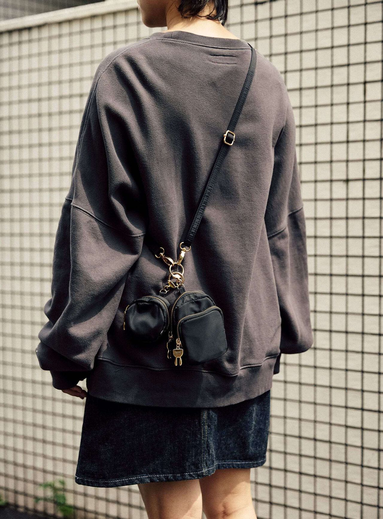 Cute-Inspired Shoulder Mini Pouch Set (2 Pieces),BLACK, large image number 6