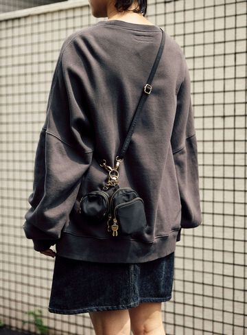 Cute-Inspired Shoulder Mini Pouch Set (2 Pieces),BLACK, small image number 6