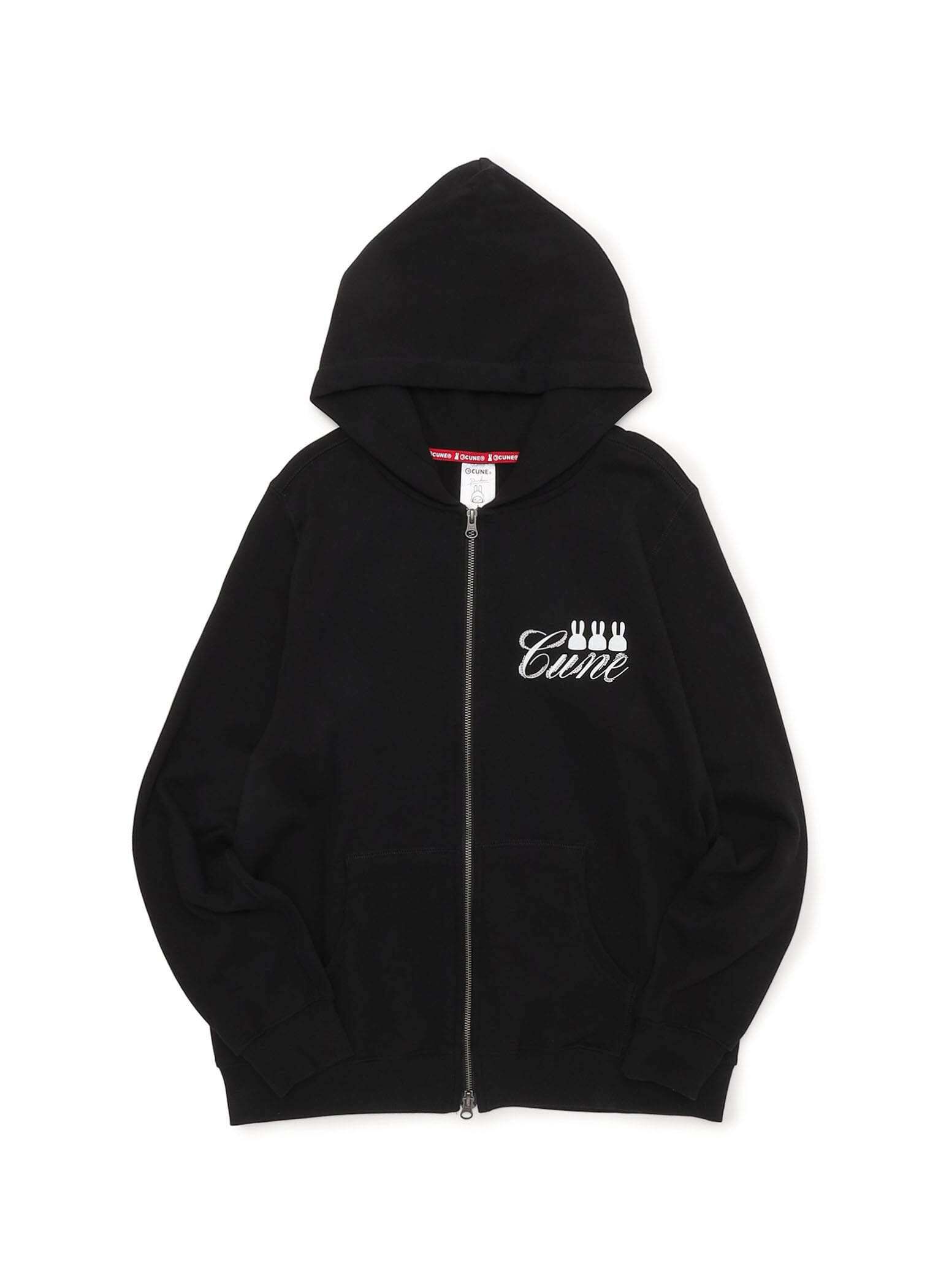 CUNE ブラック　パーカー　キューン Amazon.co.jp: CUNE キューン 28th ZIP PARKA ジップパーカー うさぎが
