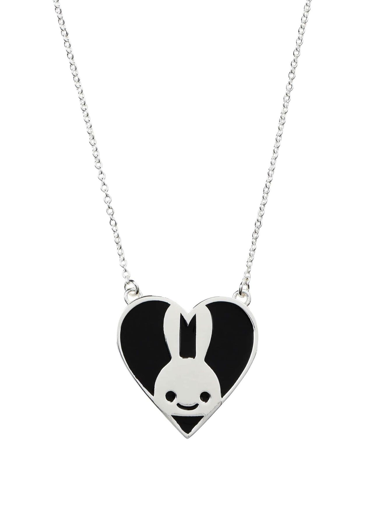 Heart Bunny Necklace,BLACK, large image number 0