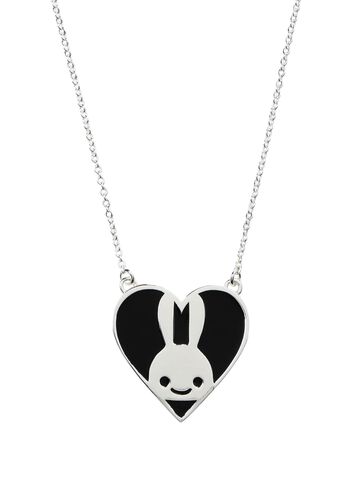 Heart Bunny Necklace,BLACK, small image number 0