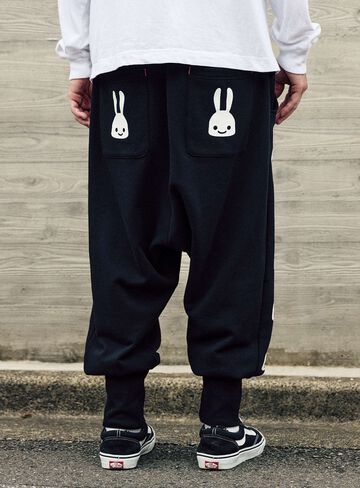 Layered Pocket Sarouel Pants,BLACK, small image number 9