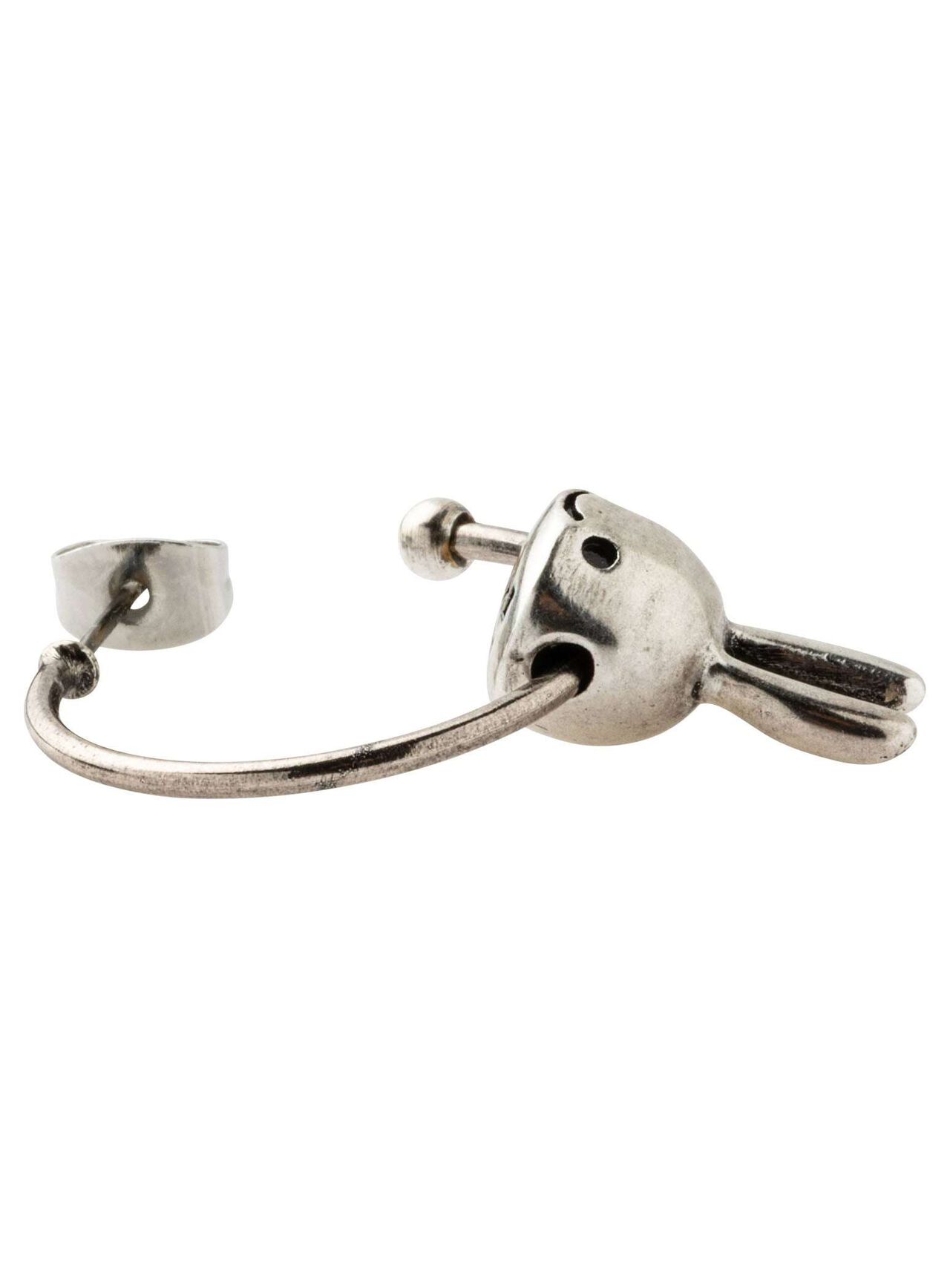 3D Upside-Down Bunny Earring 1P,SILVER, large image number 2