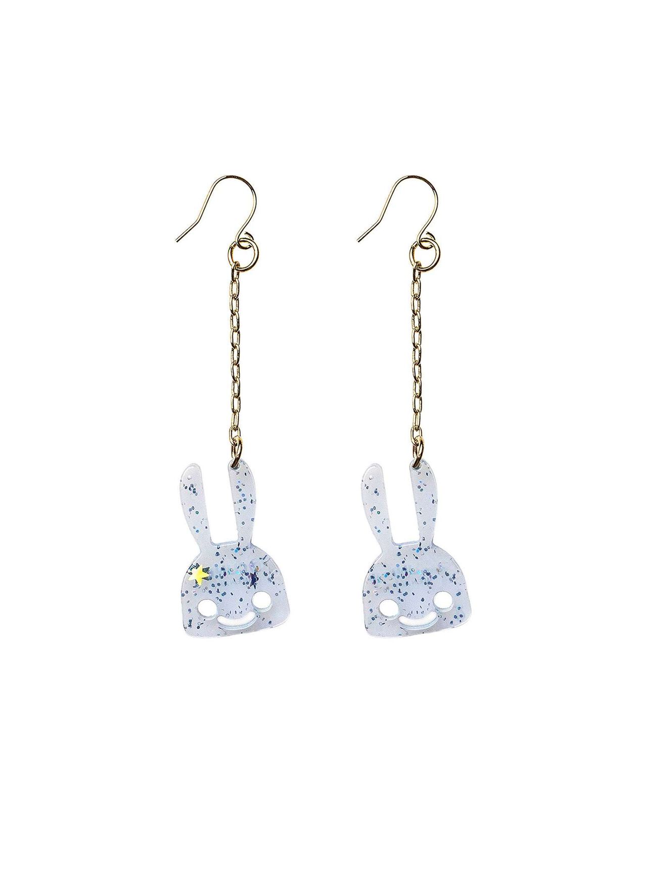 Clear Bunny Earrings 2P,BLUE, large image number 0
