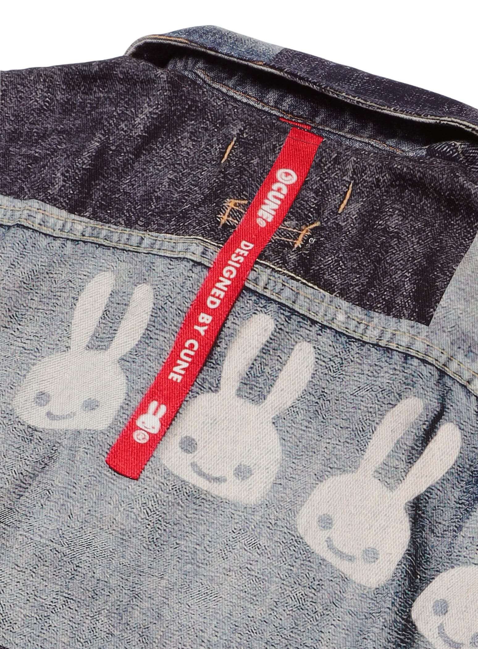 Mosaic Denim Print Twill Coach Jacket