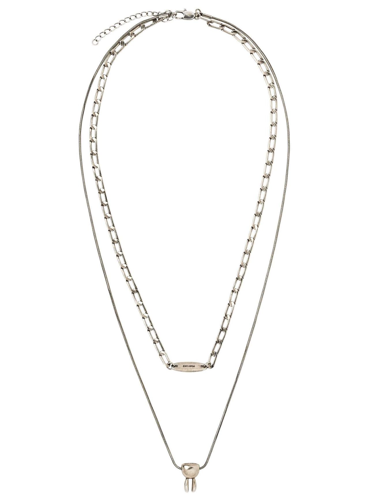 3D Upside-Down Bunny Double Necklace,SILVER, large image number 2