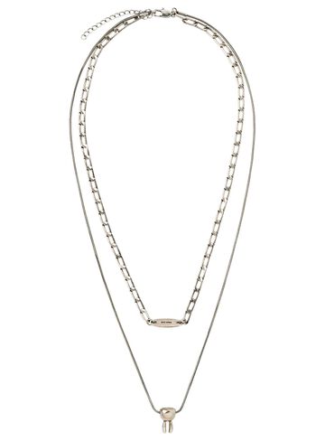 3D Upside-Down Bunny Double Necklace,SILVER, small image number 2