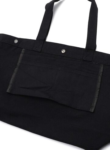 Basic Cotton Tote Bag with Cigarette Patch,BLACK, small image number 6