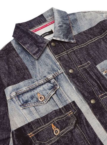 Mosaic Denim Print Twill Coach Jacket,, small image number 2