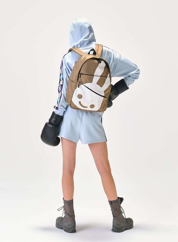 Slant Zip Backpack,BEIGE, small image number 7