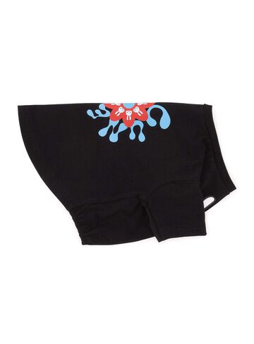 Dog and Human S/S Tee - Flower Design,BLACK, small image number 2