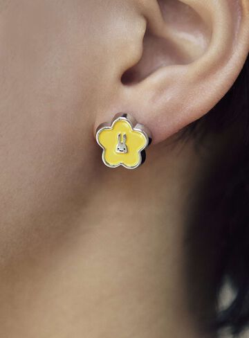 Flower and Rabbit Earrings (Set of 2),BLACK, small image number 8