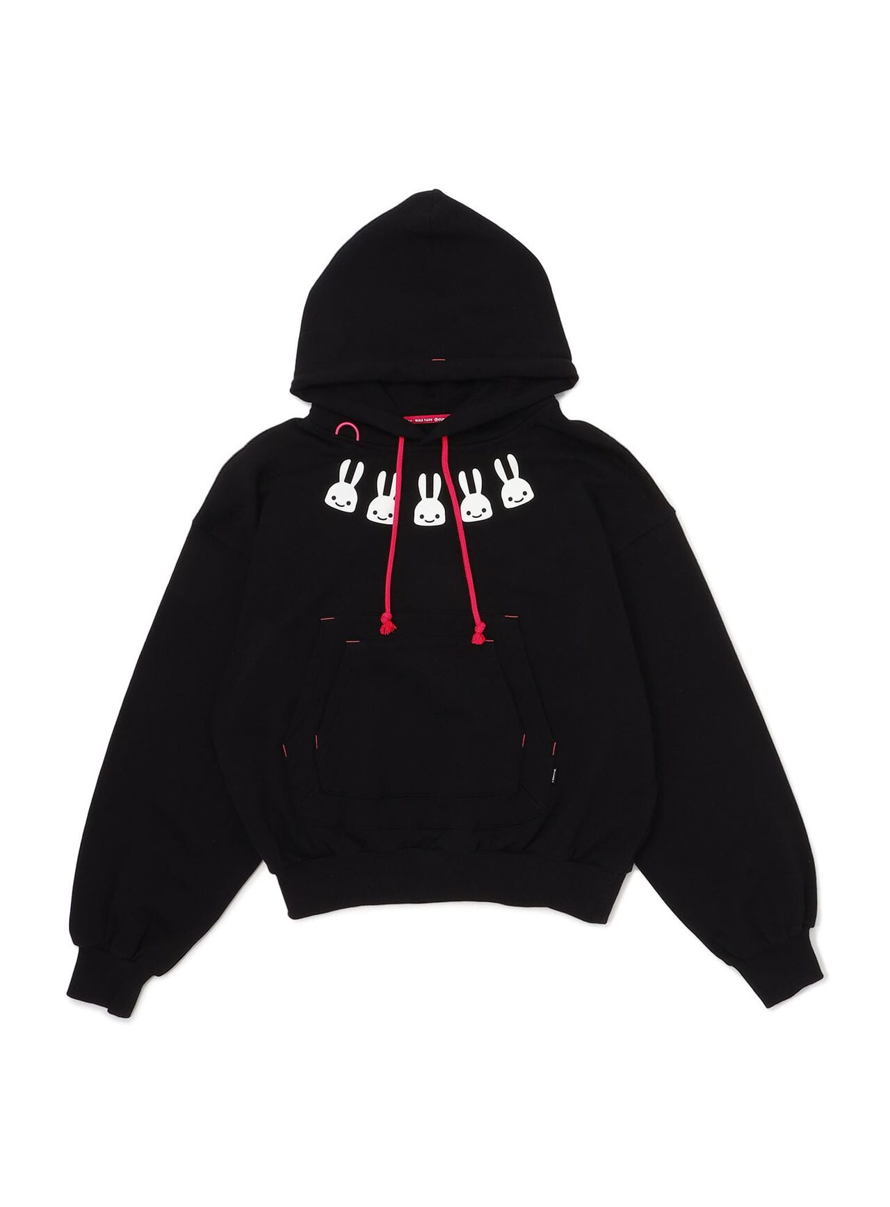 Layered Pocket Wide Pullover Hoodie,BLACK, large image number 0