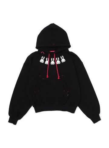 Layered Pocket Wide Pullover Hoodie,BLACK, small image number 0