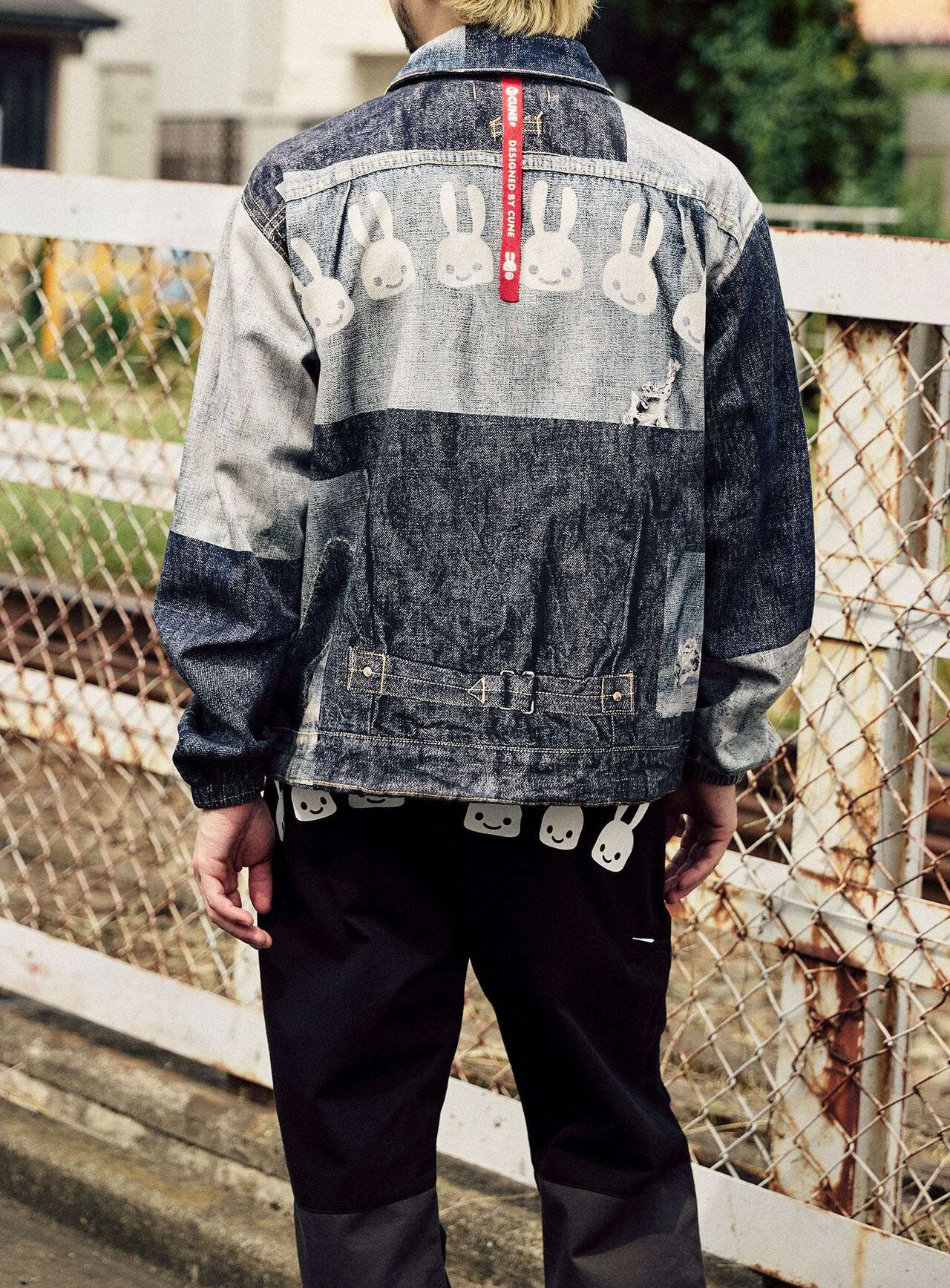 Mosaic Denim Print Twill Coach Jacket,, large image number 12