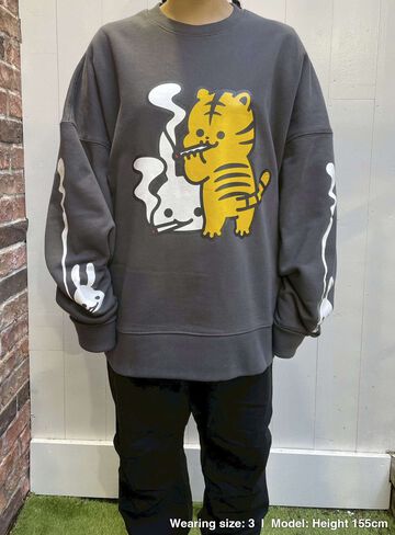 Heavyweight Big Crew Neck Sweatshirt - Tobacco and Tiger-chan,, small image number 8