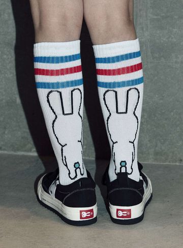 Line Bunny Socks,BLUE, small image number 8
