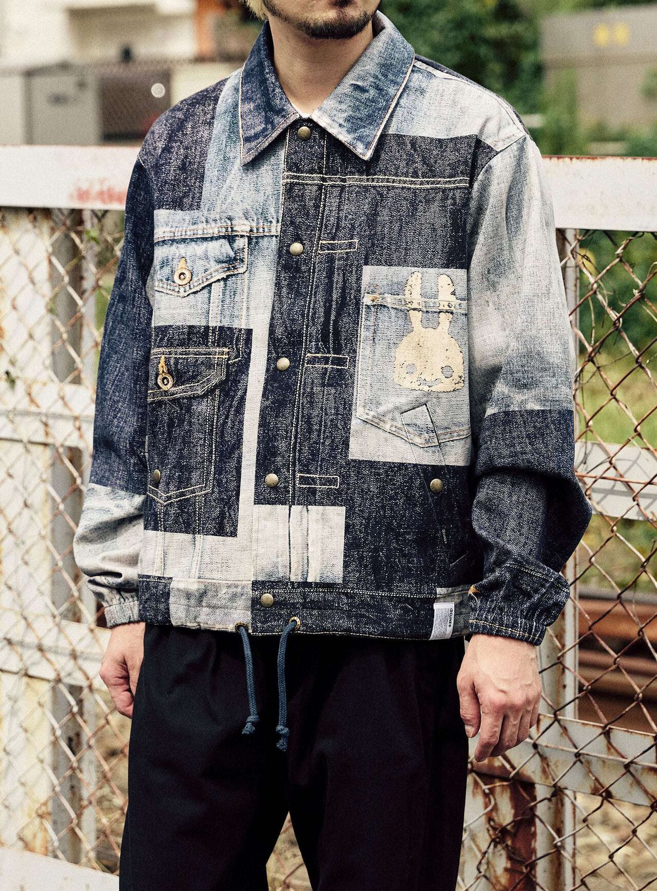 Mosaic Denim Print Twill Coach Jacket,, large image number 11