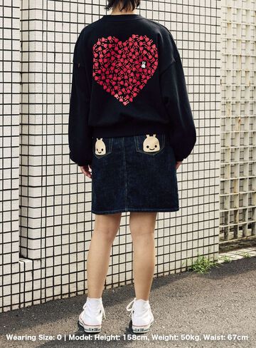 Wide Crew Neck Sweatshirt,BLACK, small image number 8