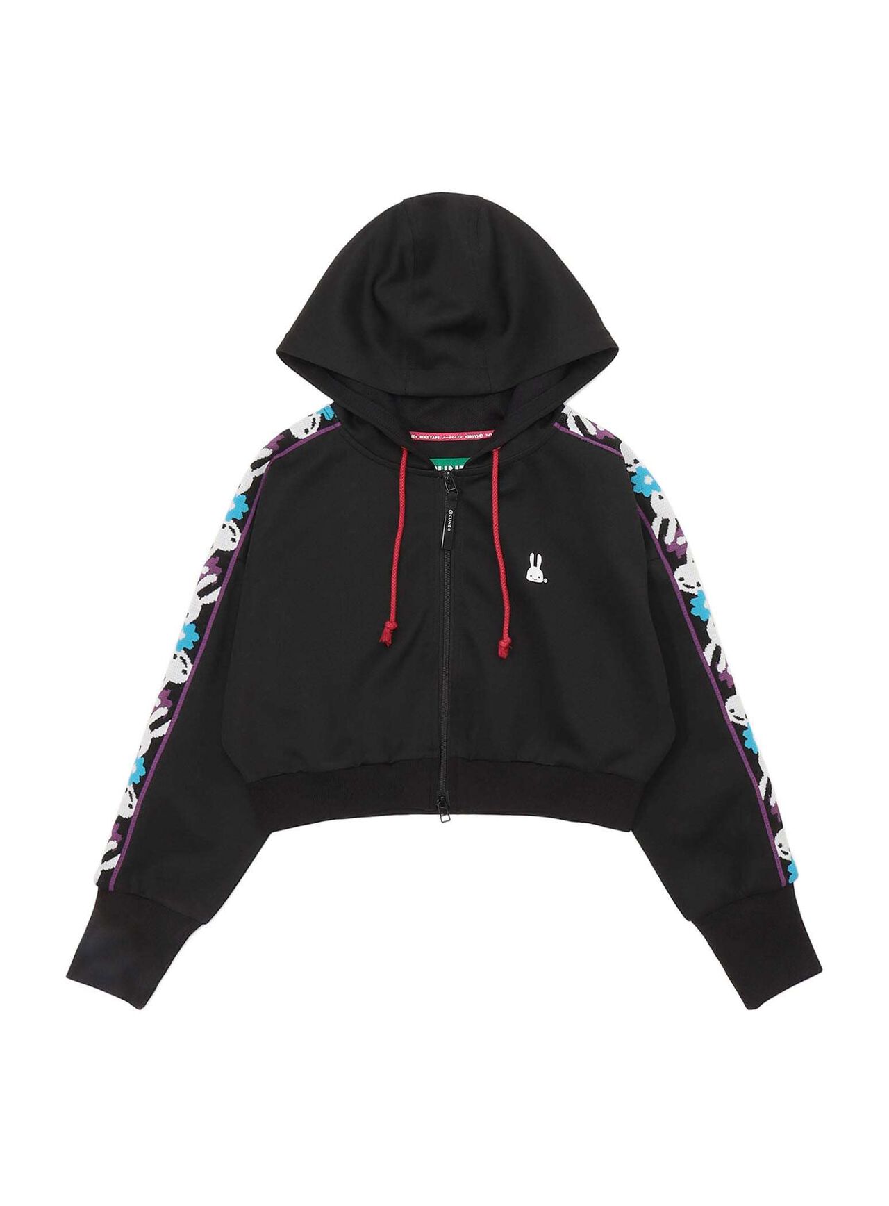 UFT Cropped Zip Hoodie,BLACK, large image number 0