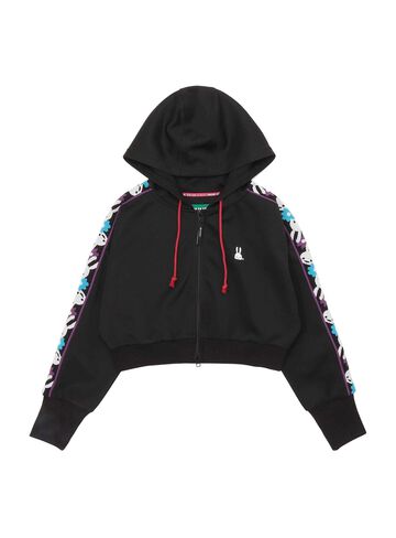 UFT Cropped Zip Hoodie,BLACK, small image number 0