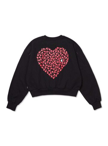 Wide Crew Neck Sweatshirt,BLACK, small image number 6