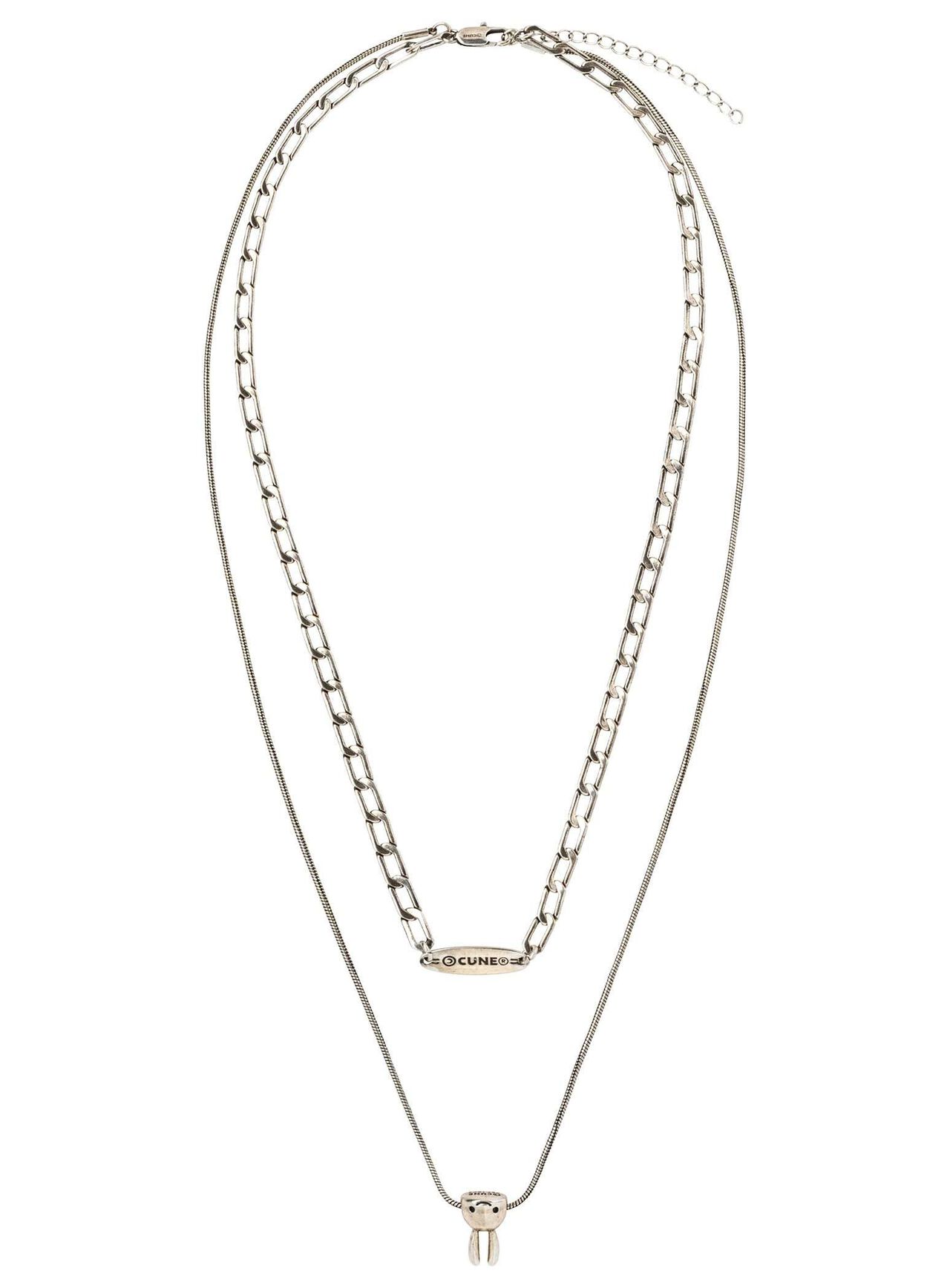 3D Upside-Down Bunny Double Necklace,SILVER, large image number 1