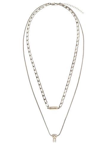 3D Upside-Down Bunny Double Necklace,SILVER, small image number 1