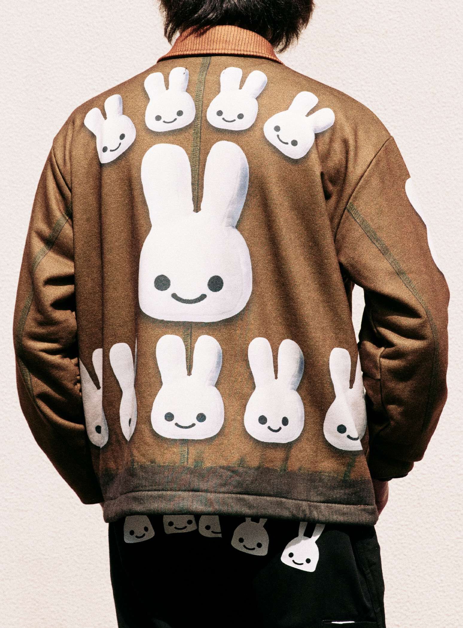 Sweatshirt coach jacket with coverall print