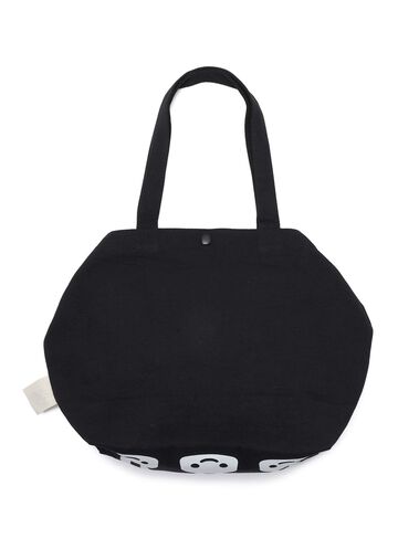 Basic Cotton Tote Bag with Cigarette Patch,BLACK, small image number 3