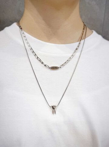 3D Upside-Down Bunny Double Necklace,SILVER, small image number 6