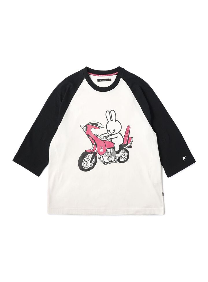 Raglan T-Shirt: Bunny on a Bike,, medium